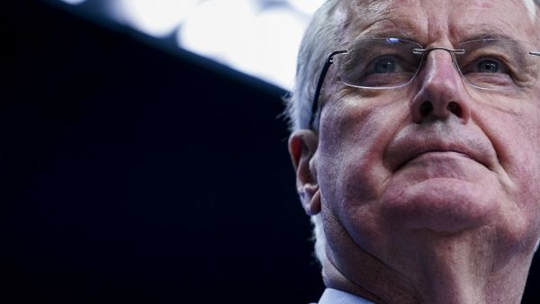 European Commission's Head of Task Force for Relations with Britain Michel Barnier speaks during a press conference at the EU headquarters in Brussels on February 25, 2020. Kenzo TRIBOUILLARD / AFP