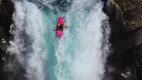 Dane Jackson, 26, had been determined to conquer the Chilean 134-foot Salto Del Maule since he first saw a photograph of it in 2016. (Video Screenshot)