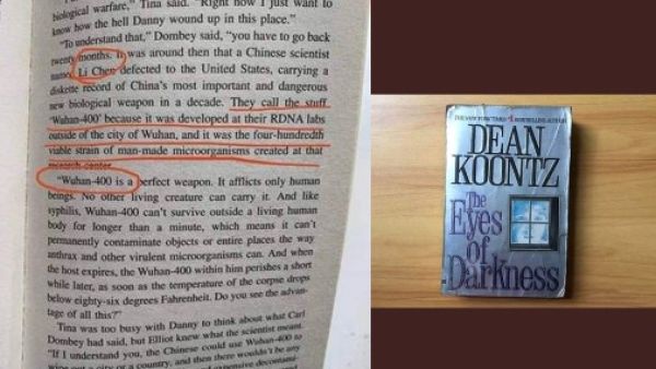 In chapter 39 of his book, Koontz writes that the lab is located in Wuhan, which lends the virus its name, Wuhan-400. (Twitter)