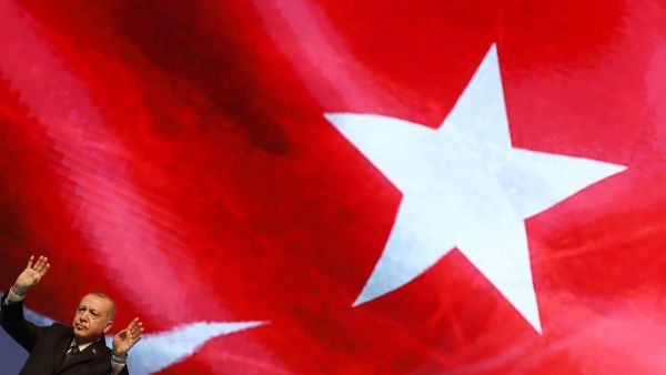 President of Turkey and leader of Justice and Development (AK) Party, Recep Tayyip Erdogan greets people at AK Party’s provincial advisory council meeting in Haci Bayram Veli University in Ankara, Turkey on March 02, 2020. Adem ALTAN / AFP