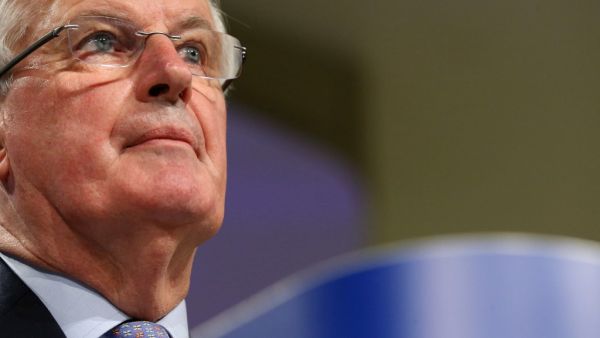 European Commission's Head of Task Force for Relations with Britain Michel Barnier gives a press conference as he reports on the first round of EU-Britain negociations at the EU headquarters in Brussels on March 5, 2020. François WALSCHAERTS / AFP