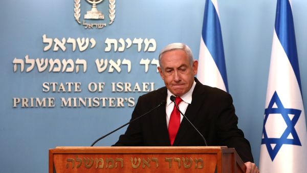 Israeli Prime Minister Benjamin Netanyahu delivers an speech at his Jerusalem office on March 14, 2020, regarding the new measures that will be taken to fight the Corona virus in Israel. Netanyahu said Israel would shut down eateries, shopping centres and gyms in a bid to halt the spread of coronavirus. Netanyahu also said he would ask the government's approval in the upcoming cabinet meeting set to be held via video conference to allow "technologies used in the war against terror" to be used to track the m