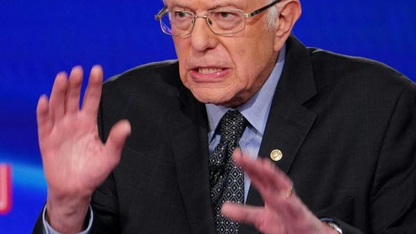 Democratic presidential hopeful Senator Bernie Sanders makes a point as he and former US vice president Joe Biden take part in the 11th Democratic Party 2020 presidential debate in a CNN Washington Bureau studio in Washington, DC on March 15, 2020. Mandel NGAN / AFP