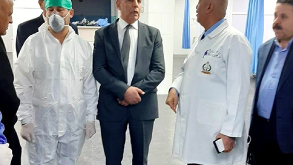 Jordan Health Minister Saad Jaber(C) With Al Bashir Hospital Doctors in Amman earlier in February (Courtesy of Health Ministry Facebook page)