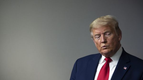 US President Donald Trump looks on during the daily briefing on the novel coronavirus, COVID-19, in the Brady Briefing Room at the White House on April 3, 2020, in Washington, DC. JIM WATSON / AFP