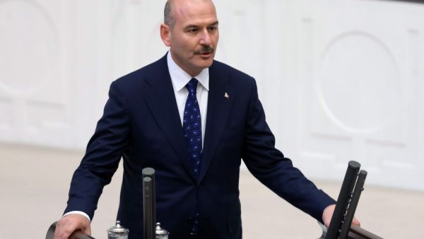 In this file photo taken on July 10, 2018, Turkey's Interior Minister Suleyman Soylu swears in at the Grand National Assembly of Turkey (TBMM) in Ankara, Turkey. Turkey's Erdogan refuses Interior Minister Suleyman Soylu 's resignation over pandemic response, AFP learns on April 12, 2020. ADEM ALTAN / AFP
