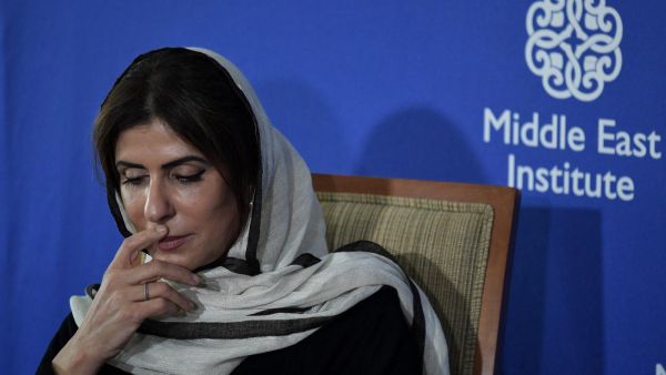 Princess Basmah Bint Saud speaking at the Middle East Institute in Washington, DC on 12 April 2017 (AFP)