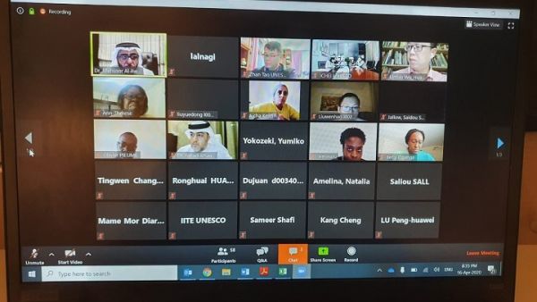 during the webinar HBMSU Leverages Pioneering Experience and Expertise in Calling on Pioneers in Education and Technology to Create Joint Initiative Aimed at Supporting Education in Africa