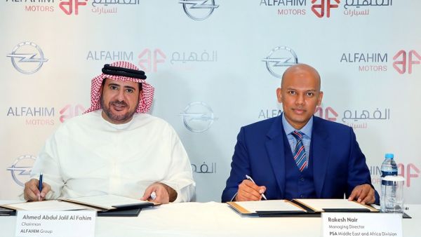 Ahmed Abdul Jalil Al Fahim, Chairman of Al Fahim Group and Rakesh Nair, Managing Director of GCC Region at Groupe PSA Al Fahim Group and Groupe PSA Collaborate to Launch Opel in Dubai and Northern Emirates