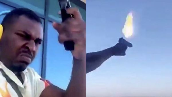 The man in question appears to have filmed himself letting off shots on the top of the balcony. ()Snapchat