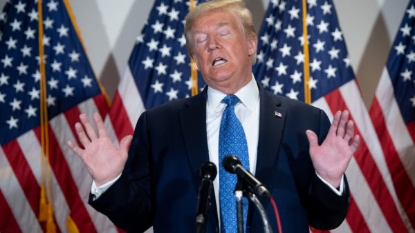US President Donald Trump speaks during a press conference following the Senate Republicans policy luncheon on Capitol Hill in Washington, DC, on May 19, 2020. SAUL LOEB / AFP