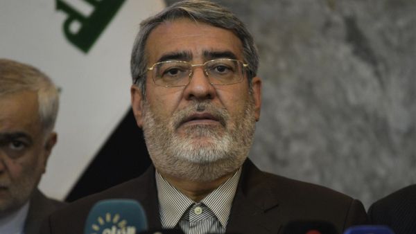 In this file photo Iranian Interior Minister Abdolreza Rahmani Fazli speaks during a press conference upon his arrival to the Iraqi holy city of Najaf on September 29, 2019 to coordinate the Shiite Muslim commemoration of Arbaeen. (AFP/File)