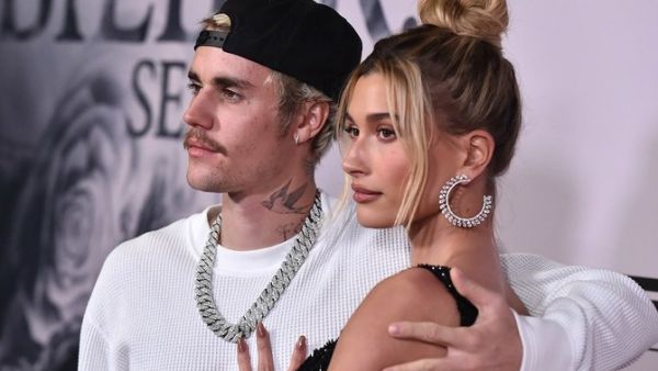 Justin and Hailey Bieber at the premiere of "Seasons" in Los Angeles. AFP