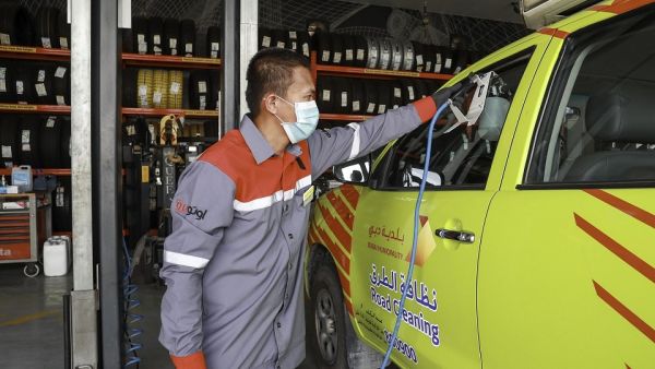 AutoPro disinfecting Dubai Municipality vehicle AutoPro disinfecting Dubai Municipality vehicle