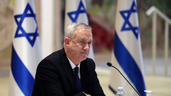Israeli Alternate Prime Minister and Defence Minister Benny Gantz attends a cabinet meeting of the new government at Chagall State Hall in the Knesset (Israeli parliament) in Jerusalem on May 24, 2020. ABIR SULTAN / POOL / AFP