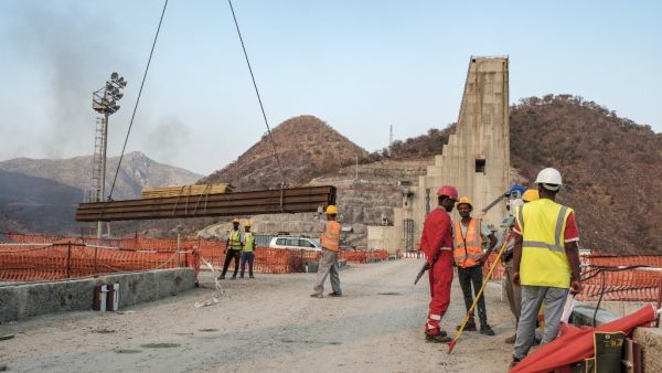 This file photo taken on December 26, 2019 shows a general view of the construction works at the Grand Ethiopian Renaissance Dam (GERD), near Guba in Ethiopia. Sudan has proposed upgrading negotiations with Egypt and Ethiopia on a Nile mega-dam to prime ministerial level after the latest round of talks failed to break the deadlock. EDUARDO SOTERAS / AFP