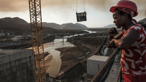 Workey Tadele, a radio operator, at the Grand Ethiopian Renaissance Dam (GERD), near Guba in Ethiopia, on December 26, 2019. (File/AFP)