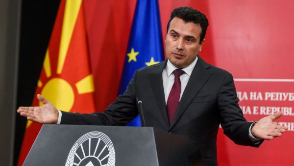 Macedonian Prime Minister Zoran Zaev gives a press conference in Skopje on October 19. (AFP)