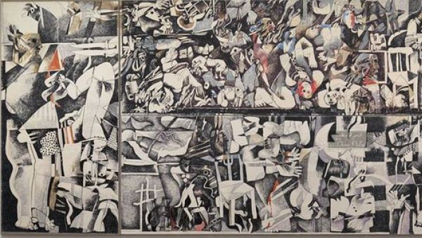 Tapestry of Iraqi artist Dia al-Azzawi’s (Twitter)