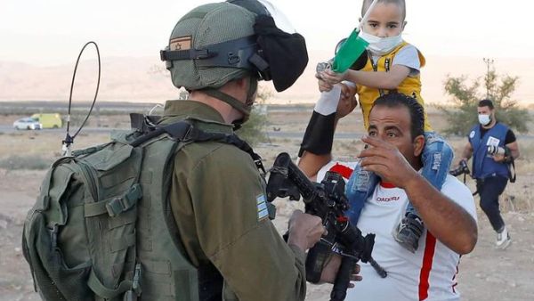Palestinians in the Jordan Valley held a peaceful protest  (Twitter)