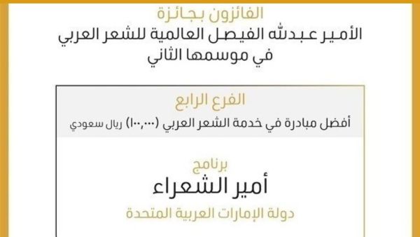 "أمير الشعراء" أفضل مبادرة لخدمة الشعر العربي