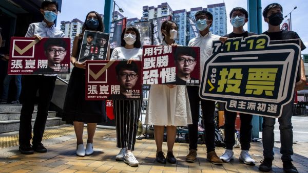 o-democracy parties in Hong Kong held primary polls on July 11 and 12 to choose candidates for upcoming legislative elections despite warnings from government officials that it may be in breach of a new security law imposed by China. ISAAC LAWRENCE / AFP
