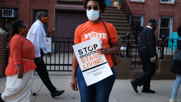 The group Save Our Streets (S.O.S.) holds a peace march in response to a surge in shootings in the Bedford Stuyvesant neighborhood in Brooklyn on July 16, 2020 in New York City. The march was held near the scene in Brooklyn where a one-year-old child, Davell Gardner Jr., was recently shot and killed. (AFP/File Photo)
