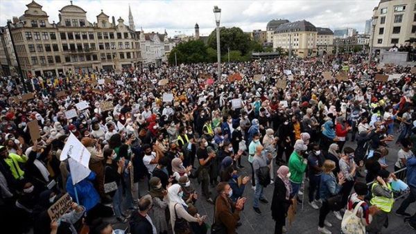 Belgian protest for headscarf rights  (Twitter)