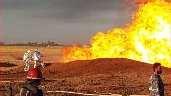 الانفجار الذي تعرض له خط الغاز العربي بين منطقتي الضمير وعدرا في ريف دمشق فجر اليوم ناجم عن عمل إرهابي