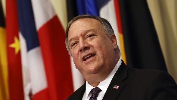 US Secretary of State Mike Pompeo speaks to reporters following a meeting with members of the UN Security Council about Iran's alleged non-compliance with a nuclear deal and calling for the restoration of sanctions against Iran at United Nations headquarters in New York, August 20, 2020. MIKE SEGAR / POOL / AFP