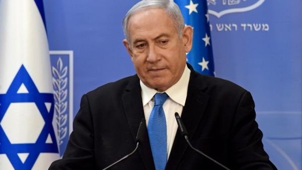 Israeli Prime Minister Benjamin Netanyahu speaks during a joint statement to the press with US Secretary of State Mike Pompeo (unseen) after meeting in Jerusalem, on August 24, 2020. DEBBIE HILL / AFP / POOL