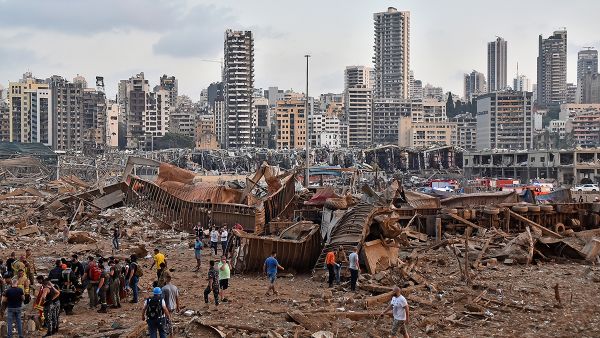 A picture shows the scene of an explosion near the the port in the Lebanese capital Beirut. AFP
