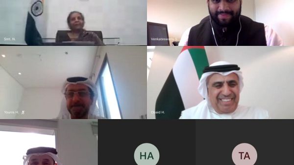 H.E. Obaid Al Tayer Meets Remotely With India's Finance Minister