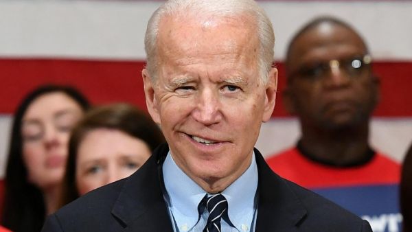 US Democratic presidential candidate Joe Biden speaks during a campaign stop in Ohio on 10 March (AFP)