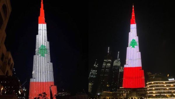 Dubai's Burj Khalifa lights up in solidarity with Lebanon after massive blast. (Twitter)
