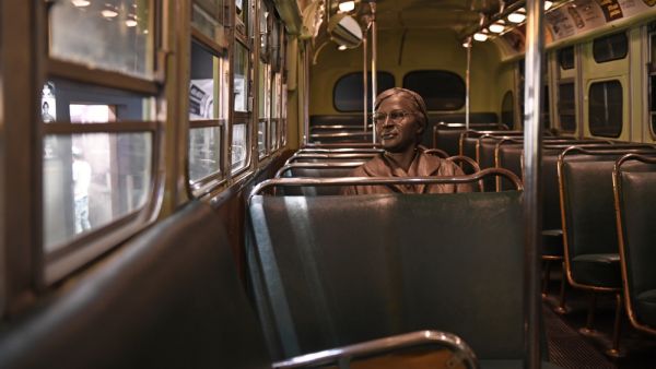 Sculpture of Rosa Parks inside bus at the National Civil Rights Museum and the site of the Assassination of Dr. Martin Luther King Jr.  (Shutterstock)