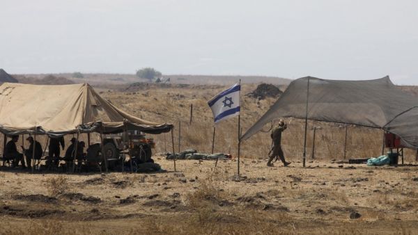 Israeli soldiers take part in a military drill in the Israeli-annexed Golan Heights on September 1, 2020. JALAA MAREY / AFP