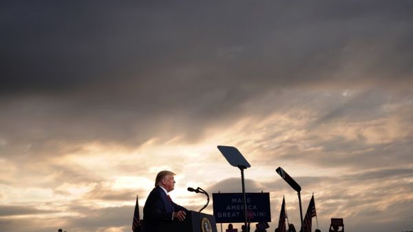 US President Donald Trump addresses supporters during a campaign rally at Smith-Reynolds Regional Airport in Winston-Salem, North Carolina on September 8, 2020. MANDEL NGAN / AFP
