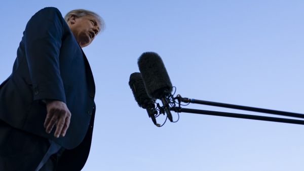 US President Donald Trump speaks with reporters on the South Lawn prior to departing the White House abroad Marine One on September 19, 2020 in Washington, DC. Trump is traveling to North Carolina for a campaign event before returning to Washington, DC tonight. Alex Edelman / AFP