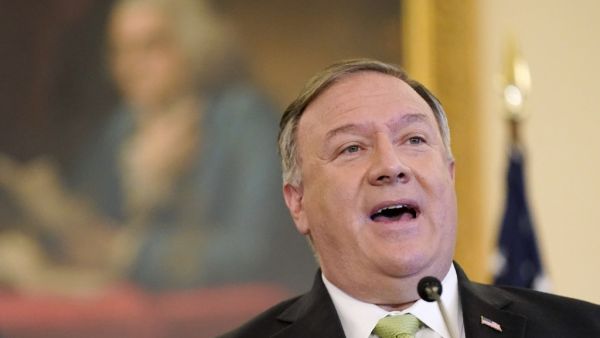 US Secretary of State Mike Pompeo speaks during a news conference to announce the Trump administration's restoration of sanctions on Iran, on September 21, 2020, at the US State Department in Washington,DC. The United States said Monday it was imposing sanctions on Iran's defense ministry and Venezuelan President Nicolas Maduro under a UN authority which is widely contested. "For nearly two years corrupt officials in Tehran have worked with the illegitimate regime in Venezuela to flout the UN arms embargo,"