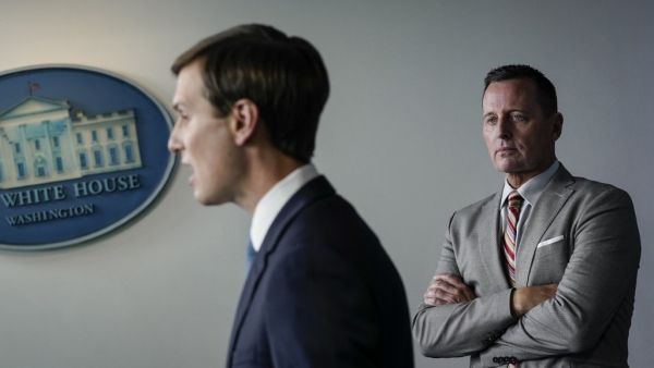 Senior Advisor to the President Jared Kushner and Advisor to the President on Serbia-Kosovo Richard Grenell participate during a press briefing at the White House on September 4, 2020 in Washington, DC. Drew Angerer / GETTY IMAGES NORTH AMERICA / Getty Images via AFP