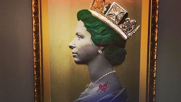 Artist Mark Sloper created the portrait of the 94-year-old with blue hair, a nose ring and a love heart tattoo. (Instagram)