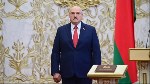 Belarusian President Alexander Lukashenko attends his inauguration ceremony in Minsk on Wednesday. (Andrei Stasevich/BelTA/AFP/Getty Images)