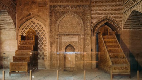 Two traditional wooden minbars in the historic Imam Mosque at Naghsh-e Jahan Square, Isfahan,Iran   (Shutterstock)	