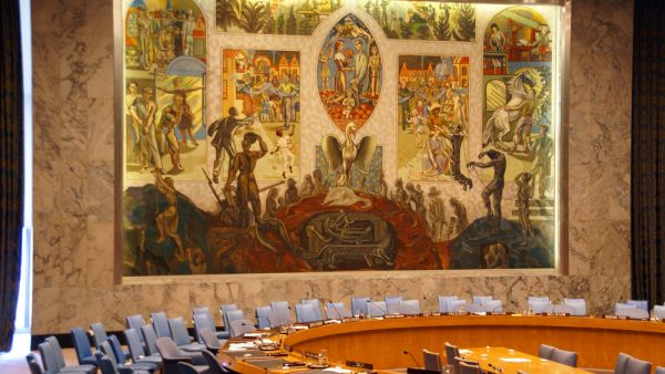 Security Council chamber at the United Nations Headquarters,.New York City.  (Shutterstock)	