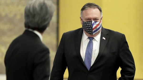 US Secretary of State Mike Pompeo (R) attends the four Indo-Pacific nations' foreign ministers meeting in Tokyo on October 6, 2020. Kiyoshi Ota / POOL / AFP