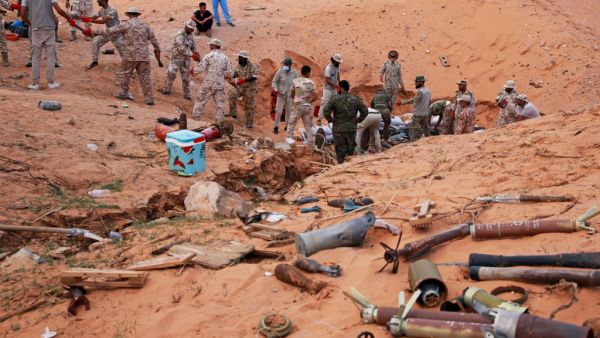Military engineers of the UN-recognised Libyan Government of National Accord (GNA) prepare to dispose ammunition and explosives in the Libyan capital Tripoli on October 12, 2020. Mahmud TURKIA / AFP