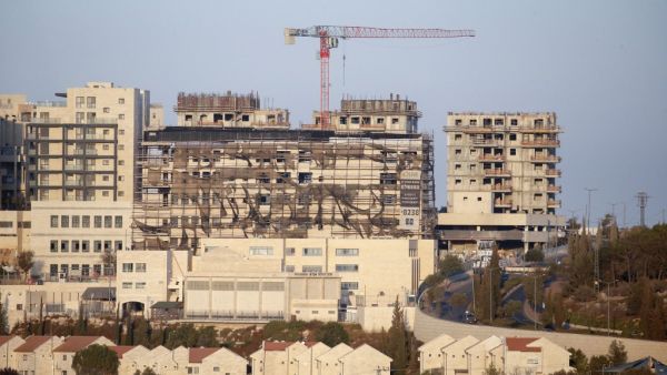 A picture taken on October 14, 2020, shows new buildings in the Israeli settlement of Efrat south of the city of Bethlehem in the occupied West Bank. HAZEM BADER / AFP