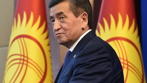 In this file photo taken on December 25, 2019 Kyrgyz President Sooronbay Jeenbekov attends his end of the year press conference at the Ala Archa state residence in Bishkek. Kyrgyzstan's President Sooronbay Jeenbekov resigned on October 15, 2020, saying he wanted to bring an end to the crisis sparked by disputed parliamentary elections earlier this month. Vyacheslav OSELEDKO / AFP