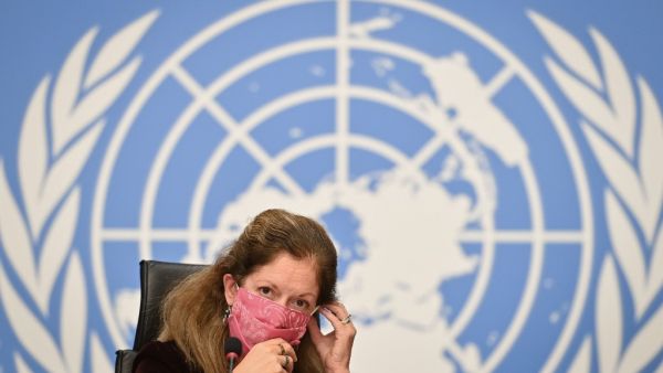Deputy Special Representative of the UN Secretary-General for Political Affairs in Libya Stephanie Williams wears her protective face mask after a press conference on talks between the rival factions in the Libya conflict on October 21, 2020 at the United Nations offices in Geneva. The UN's Libya envoy said she was "quite optimistic" about the prospects of a ceasefire emerging from ongoing talks between the two warring factions. Two days into the talks at the United Nations in Geneva, scheduled to last unti
